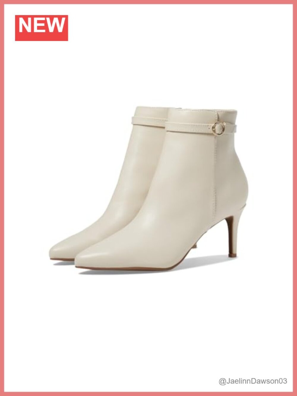 Bandolino Galayn Ivory Ankle Bootie Stiletto Heel Pointed Toe Faux Leather Zip